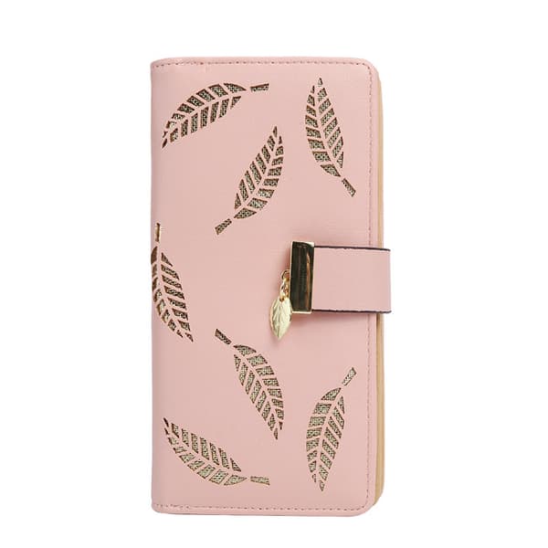 Lang pung til kvinder med stor kapacitet hule blade, pung, pink