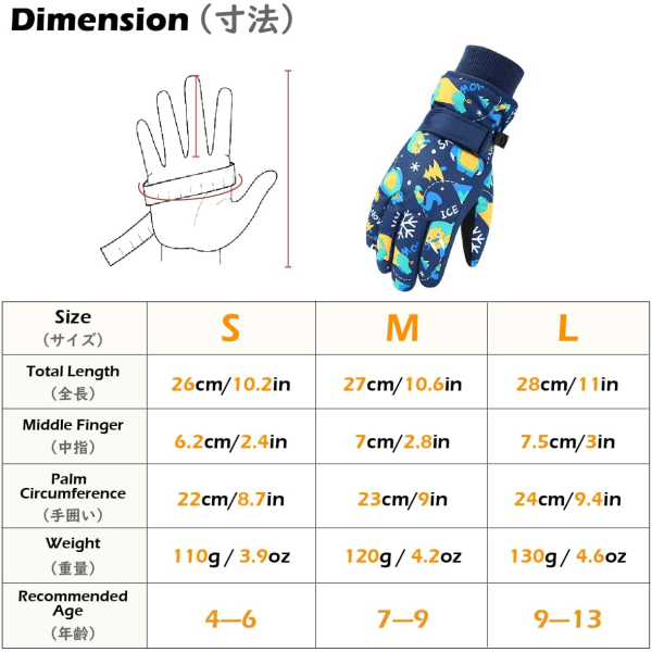 Kids Ski Gloves Warm Winter Gloves Snow Gloves Sport Snowboard Wi