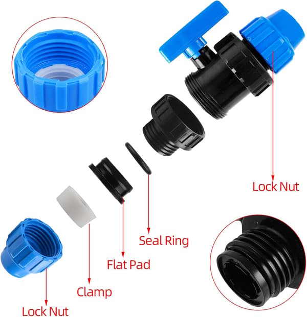PE Rørforbindelse 25mm Plastikrørfittings, Kuglehane-kompatibel Tilslutning af Vandrørforbindelse, Haveslangeforbindelse