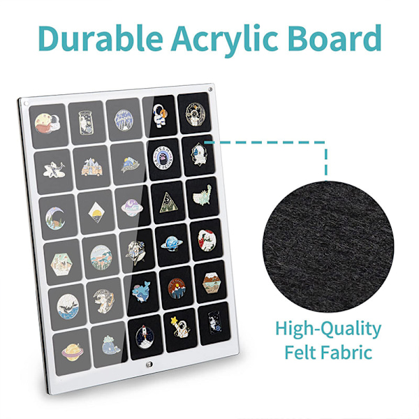 Brosche Display Case, Brosche Pin Display Organizer, Smykke Display Case med Klar Akryl Låg til Pins, Badges, Smykke Opbevaring og Display