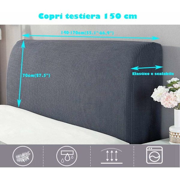 Hodegjerdetrekk, hodegjerdebeskyttende trekk Støvtett vaskbart hodegjerdetrekk Full pakke 360° Beige 150cm Egnet for 140-170cm hodegjerde
