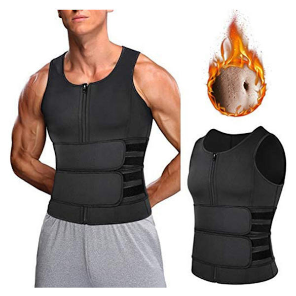 Män Body Shaper Midjetränare Bastu Väst Dubbel Bälte Buk,XXL