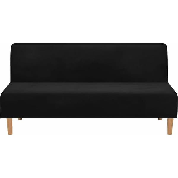 Ensfarvet sammenklappelig sofaovertræk til sovesofa sort polyester til indendørs og udendørs møbelbeskyttelse