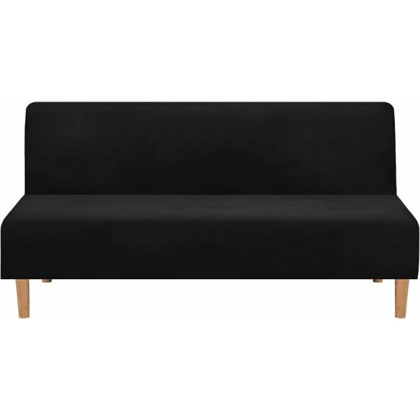 Yksivärinen taitettava sohvan cover vuodesohvaan Musta polyesteri sisä- ja sisäkäyttöön