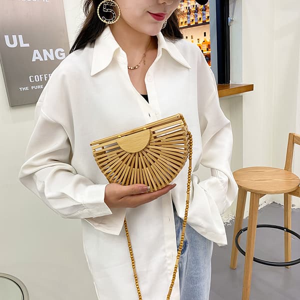 Mode Axelväska Dam Bambu Vävd Sommar Bohemia Crossbody Väskor