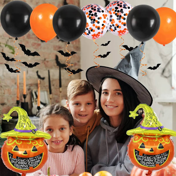 72 kpl 12 tuuman Halloween-ilmapallokoristeet musta oranssi konfetti-ilmapallo