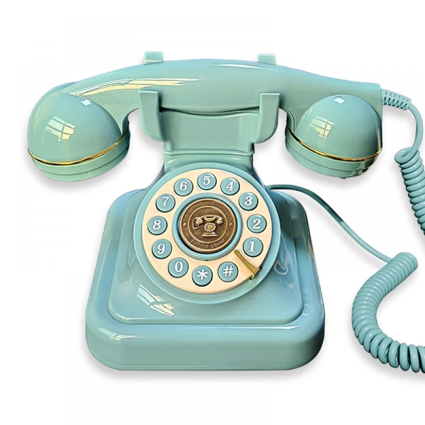 Audio Gästbok Telefon Retro Roterande Stil Antik Audio Gästbok Telefon Meddelande Röstinspelare Vintage Telefon Blå