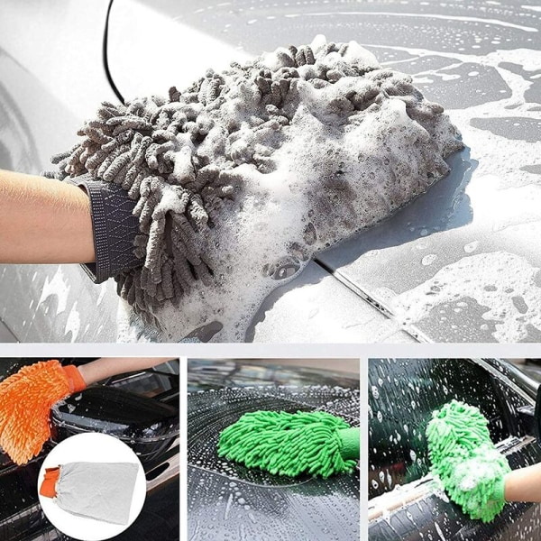 Microfiber Chenille Wash Mitt Ultra Absorbent Dubbelsidig Car Wash Mitt 3