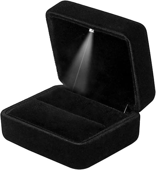 Sammet Ringask med LED-ljus Smyckeskrin Presentask kompatibel Propo