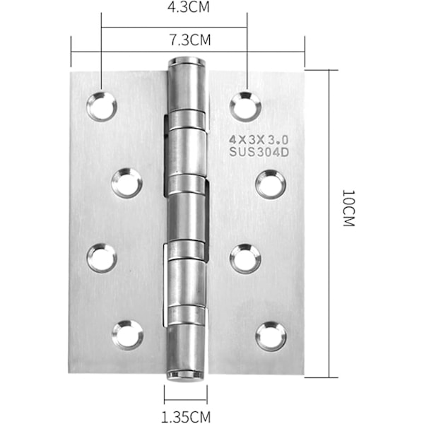 2 stk kraftige dørhengsler, rustfritt stål, hengsler for treddører, hengsler for hjemmet C