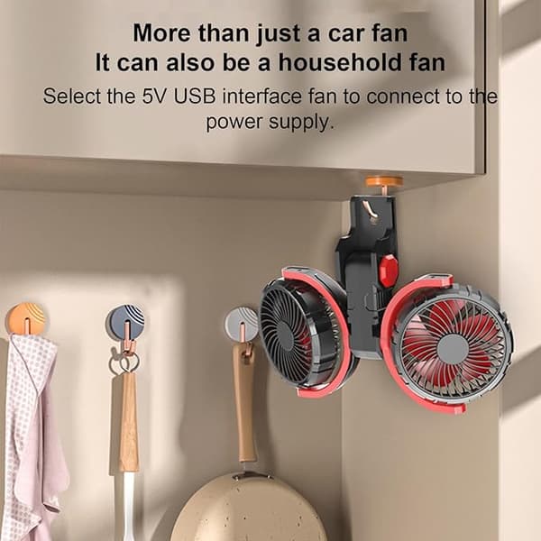 Bilventilator, Ventilator til bil, USB-bilventilator - 12V/24V Bilventilator, Dobbelt hovedbilventilator, R