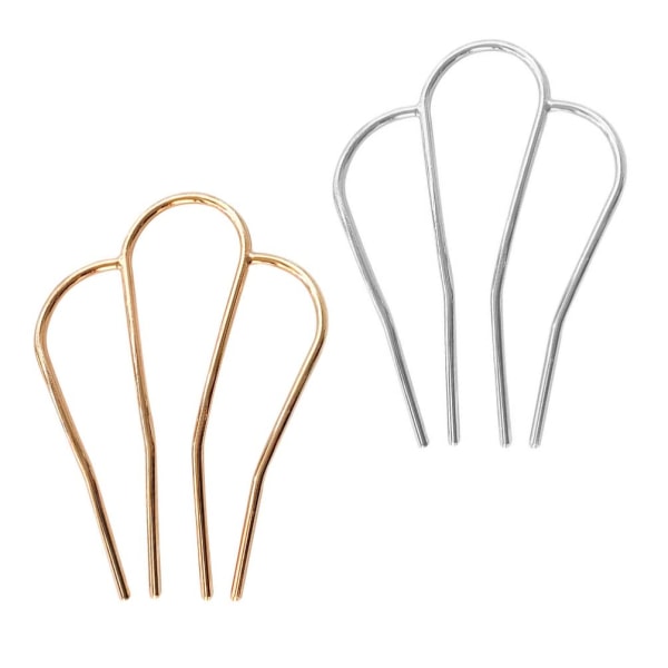 2 stk U-formet hårgaffel Side Fork Style Hårnål 4 Prong Hair Updo Bun Hårnålspinner i legering Hårklips Grips Hårstyling Tilbehør for kvinner Jenter