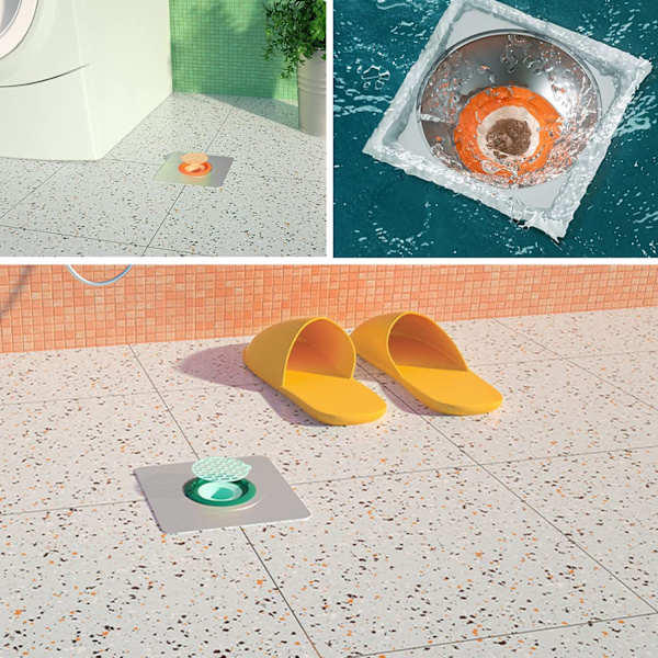 Dusjgulvavløpshetter, Anti-luktkoblinger, Egnet for Bad, Kjøkken, Toalett, Vaskerom, Hotell, Oransje, 8,5 * 7,5 cm