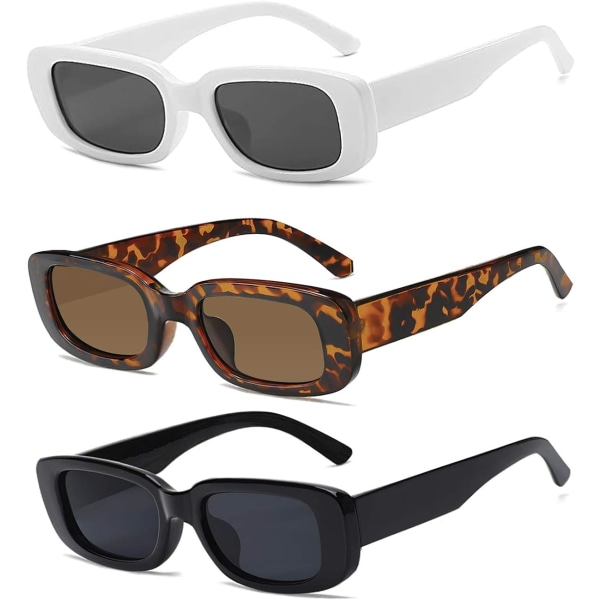 Kvinders rektangulære solbriller Sort 90'er retro solbriller Fashion Y2K Aest