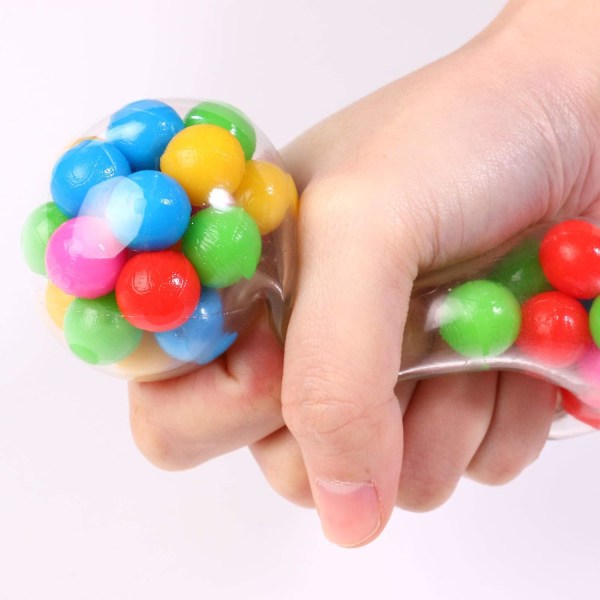 Squeeze Ball Toy, Squishy stressbollar med färgglada pärlor, Sensory Fidget