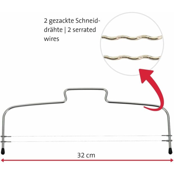 Tårtbottenseparator / Tårtskärare med 2 tandade skärtrådar, Rostfritt