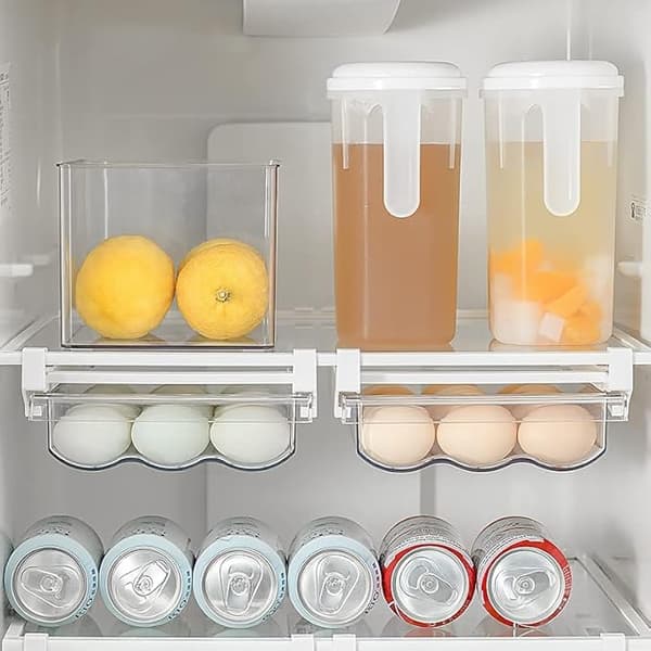 Friggeägglåda Organizer Hållare Brickor för Kylskåp Äggbehållare (1 Pack)30*20*8.5cm Klar