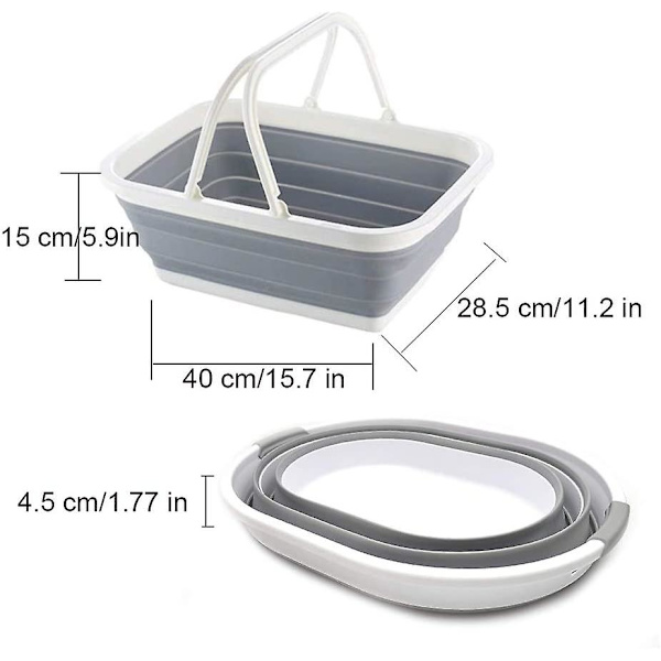Sammenleggbar oval klesvaskurv i plast, oval sammenleggbar klesvaskurv i plast, oval sammenleggbar klesvaskurv, for handlekurv, fruktkurv
