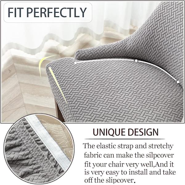 2 st Wingback fåtölj överdrag, stretch Wingback fåtölj överdrag, lutande arm fåtölj skydd överdrag för matsal bankett hem  (Färg: Ljusgrå)