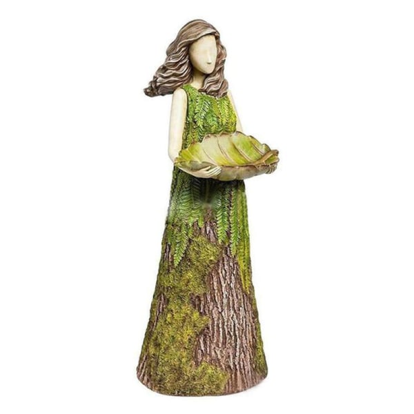 Pigehave statue i harpiks, fe pige skov pige udendørs fuglefoder,