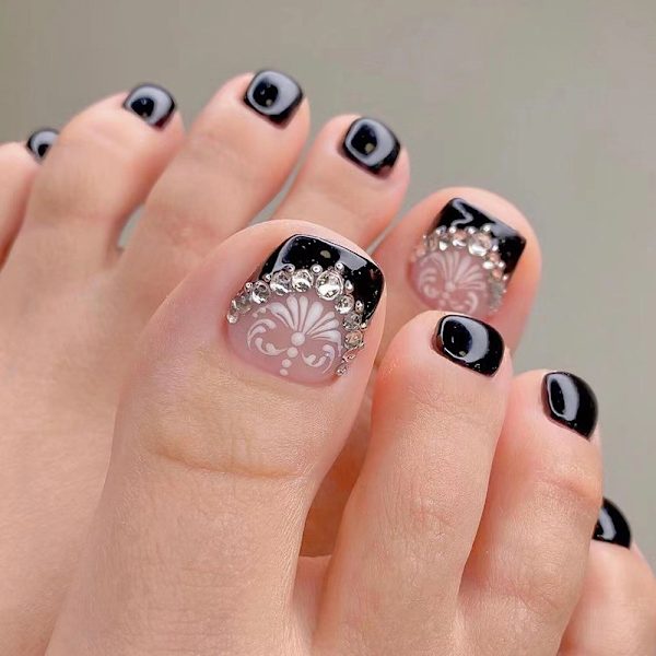Falska tånaglar Stick on Nails för kvinnor för nagelkonstdekorationer 24 st