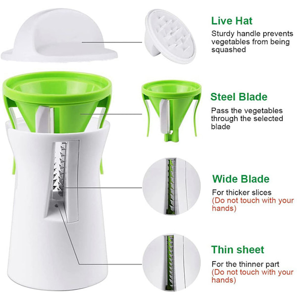 Kraftig spiralizer grønnsakskutter hvit+grønn 14*7cm