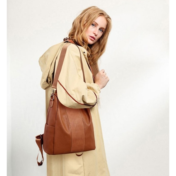 Dam Läder Ryggsäck Axelväska för Kvinnor Crossbody Väska