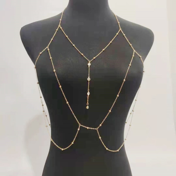 Crystal Body Chain Rhinestone Natklub Body Accessories Smykker guld