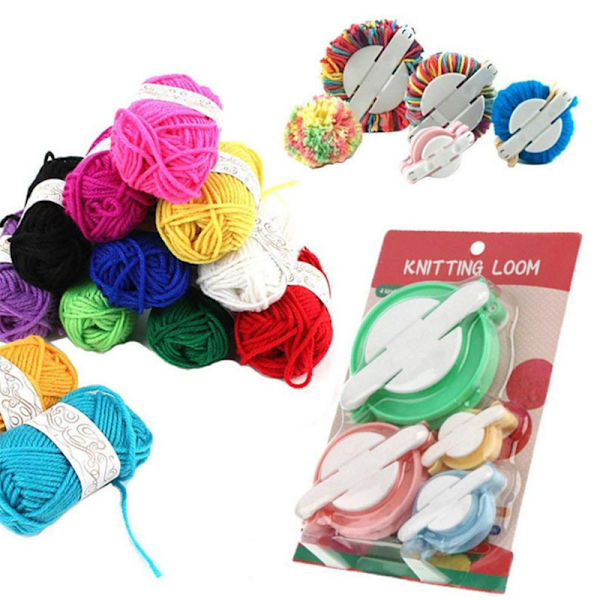 4 størrelser Pompom Maker Tool Set for Fluff Ball Weave DIY Ullgarn Strikking C