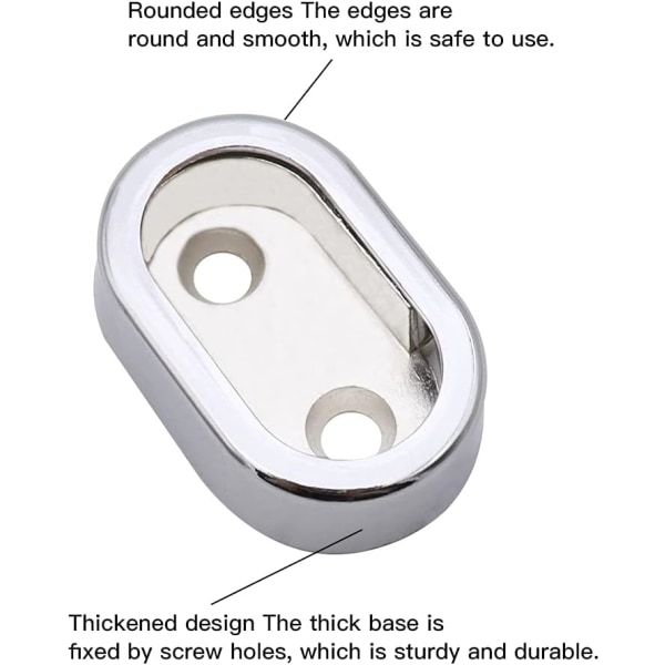 8 st ovala fasta garderobsstångsfästen i zinklegering, stångfäste för U-formade gardiner, klädstångsfäste, sidofäste, nickelpläterad skena