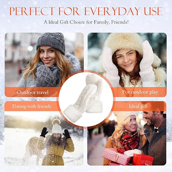 Vinterhandskar för kvinnor, Supertjocka Varma Vantar Kvinnohandskar och Vantar Perfekt Julklapp Födelsedagspresent till Kvinnor, Flickor, Kärlekspar Mamma