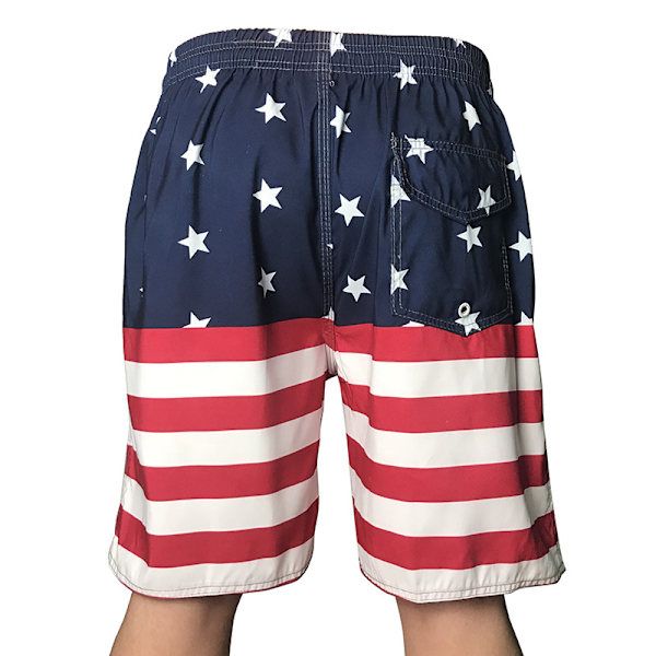 Patriotiska badshorts för män, 4-vägs stretch, klassisk passform, amerikansk flagga