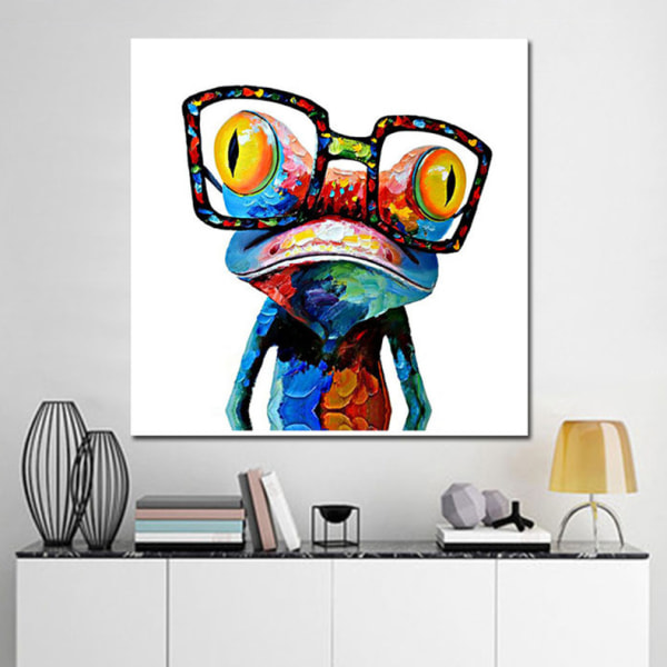 50 x 50 cm Multicolor Animal Large Format Wood Canvas Print (50X50cm Frog)