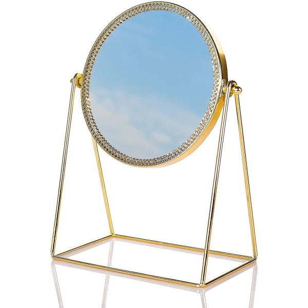 Stilfuldt gyldent kosmetisk spejl til soveværelse eller skønhedssalon, 17*10*24cm
