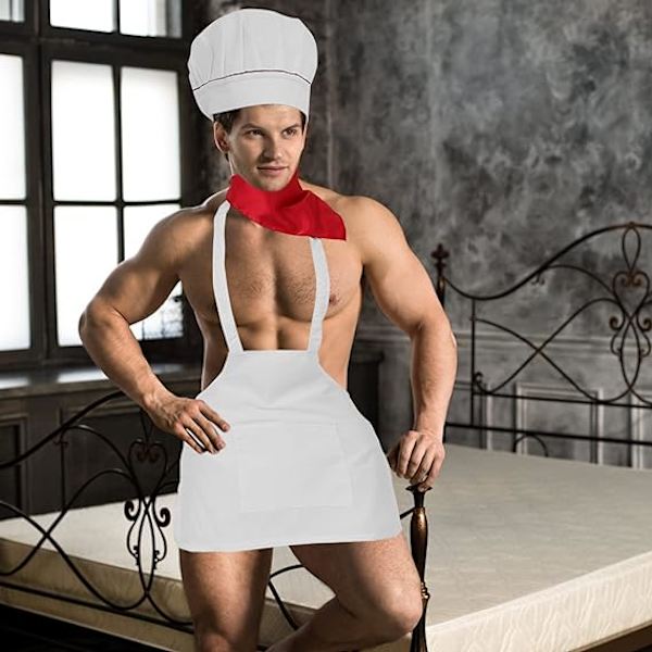 Sexig herrkläder Lingerie Set Kock Sexig Cosplay Kläder Förkläde för Ungkarl