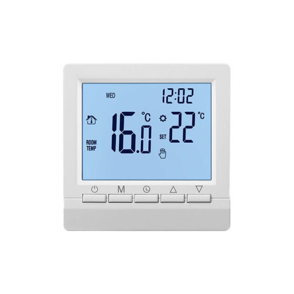 Elektrisk varme termostat, manuel knap 16A, negativt display, hvid cha
