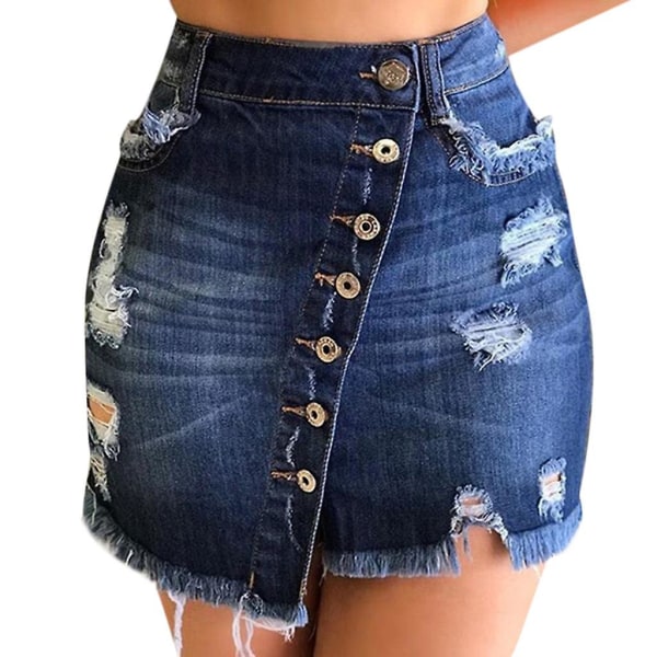 Summer Plus Size Shorts Women's Denim Mini Skirt Women's Skirt L,DARK BLUE