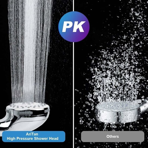 Brusehoved, håndholdt brusehoved med 1,5 m slange (uden holder), 6 spray