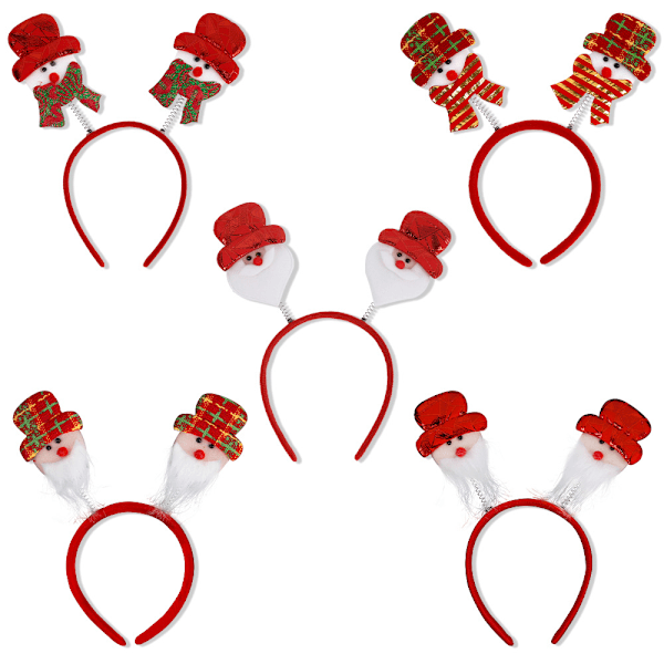 5 st. Julhuvudband Santa Claus Snögubbe Hårband Jul Snöflinga Rosett Rosett Hårprydnad Kvinnor Röda Hårband Hårband Födelsedag Halloween Semester