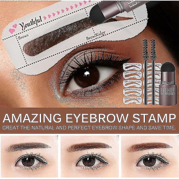 Ögonbryn Stamp Shaping Kit Återanvändbar makeup Brow Powder Stencil Portable Wate