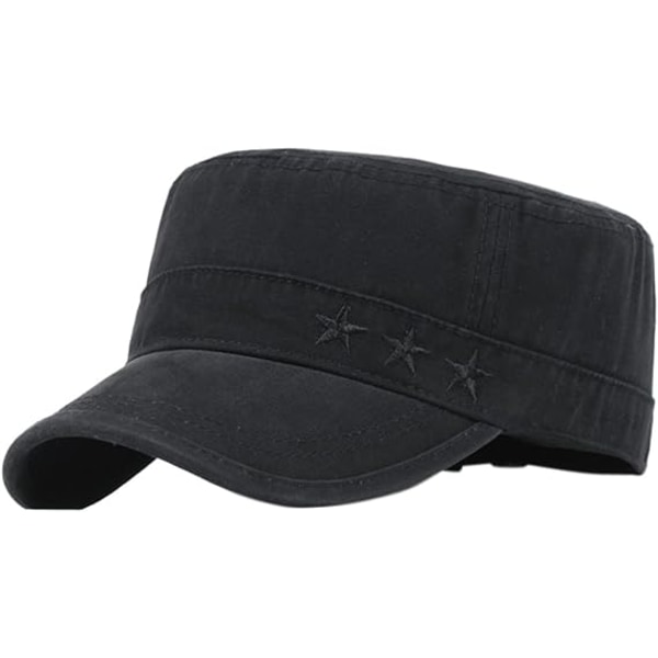 Mænds Bomuld Flat Top Peaked Baseball Twill Hær Militær Korps Hat Cap Vis