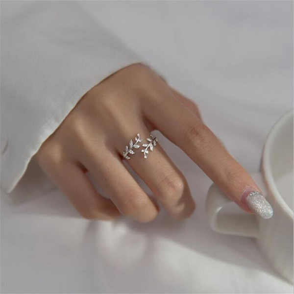 Bladlindade ringar för kvinnor Silver CZ Zirkon Ring Guld Blad State