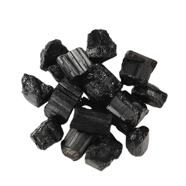 Sort turmalinkrystaller Bulk (2-3 cm, 100 g), Indeholder: (1) Selenitpind &