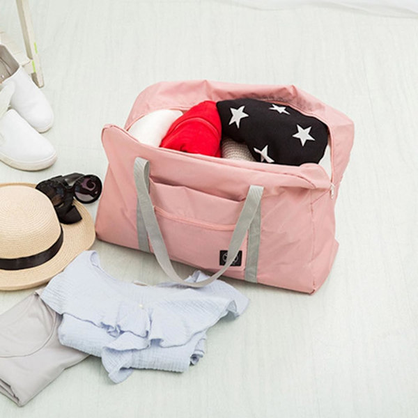 Resväska för resor Fällbar organiseringsväska Resväska Resväska Sport Gym Bag Sport Duffel Bag med vagnhylsa (rosa)
