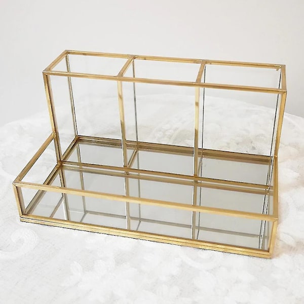Klar akryl makeup børsteholder med 4 rum Organizer opbevaringsboks|makeup arrangører