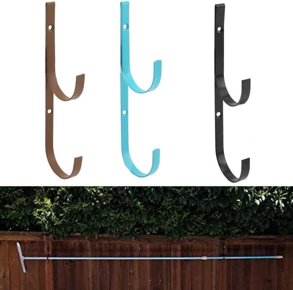 4-pack metallpoolstångskrokset, enkel installation, poolunderhållssats (kaffe)