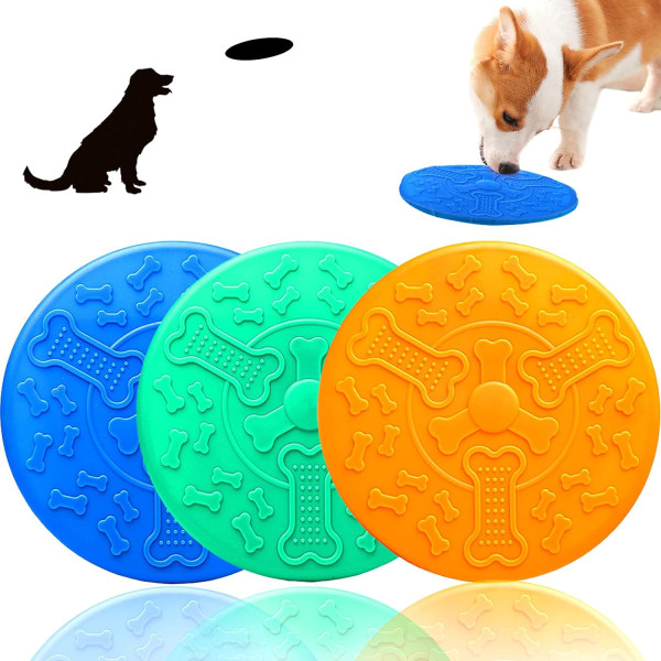 3 delar frisbee hund, mjuk naturgummi frisbee hund, frisbee hund leksak hund F