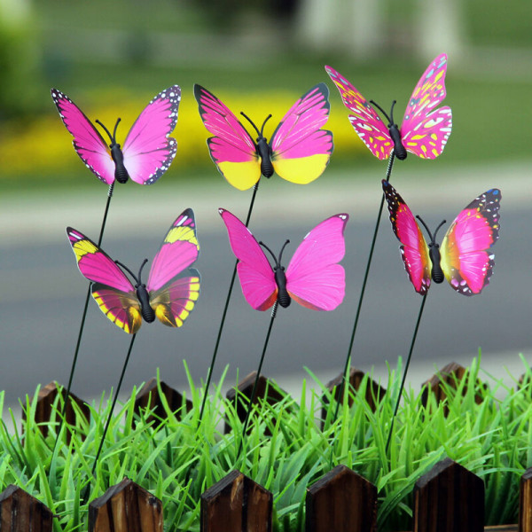 50-pack dekorativa konstgjorda fjärilar för inomhus- och utomhusdekoration