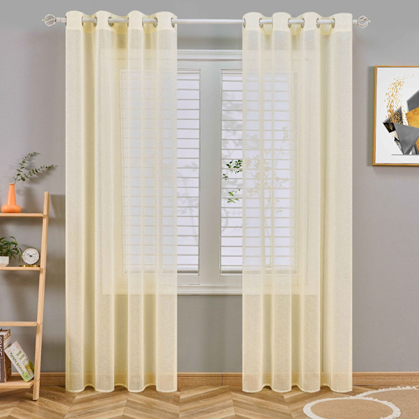Gardiner halvtransparente korte med hemper i linlook butikker gardiner s