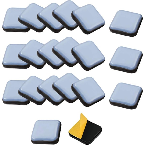 20 PCS Self-Adhesive Furniture Glide Pads Teflon Pads for Square Furniture
